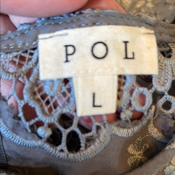 POL Grey Lace Embroidered Blouse - Size L - Picture 3 of 5